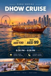 Premium Traditional Wooden Dhow Cruise Dinner – Dubai Marina Harbour